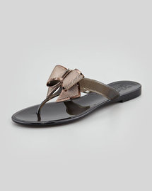 Salvatore Ferragamo Bali Bow Thong, Black