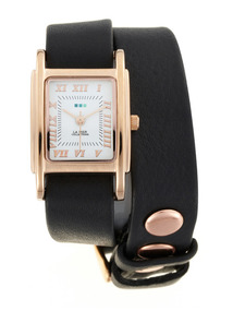 Women's Black Leather Wrap Watch