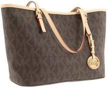 MICHAEL Michael Kors - Jet Set Travel Logo Small Tote (Brown) - Bags and Luggage
