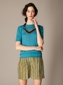 Cashmere Tiered Crewneck Sweater