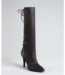 BCBGeneration black stretch suede 'Erinn' lace back boots
