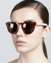 Illesteva Leonard II Round Sunglasses, Havana/Cream