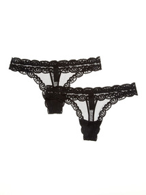 Sheer Scroll Thong Set of 2