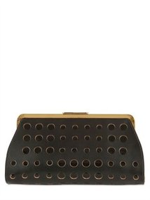 Perforated Leather And Patent Clutch