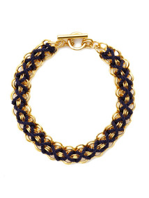 Riviera Gold Chain & Blue Cord Necklace