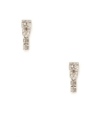 Art Deco Platinum & Diamond Linear Drop Earrings