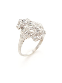 Art Deco Platinum & Diamond Multi-Shape Cluster Ring