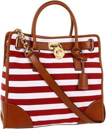 MICHAEL Michael Kors - Hamilton Canvas Large NS Tote - Striped Canvas (Red/White) - Bags and Luggage