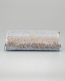 Prada Torpedo Frame Sequin Clutch Bag