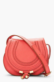 CHLOE Small Coral Pink Leather Marcie Shoulder Bag
