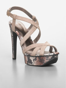 Kamille Strappy Suede + Snake Print Heel