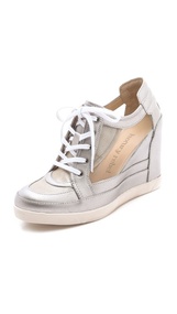 Luxury Rebel Shoes Carlton Metallic Wedge Sneakers