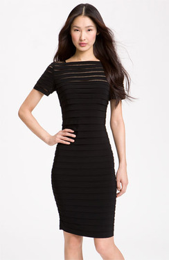 Adrianna Papell Illusion Bodice Pleated Jersey Sheath Dress | Nordstrom