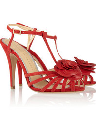 Charlotte Olympia Rosa rose-appliquéd leather sandals
